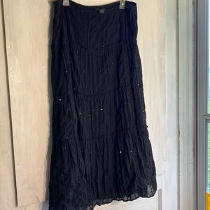 Notations Sz Large Sequined Layered Lined Black Boho Skirt